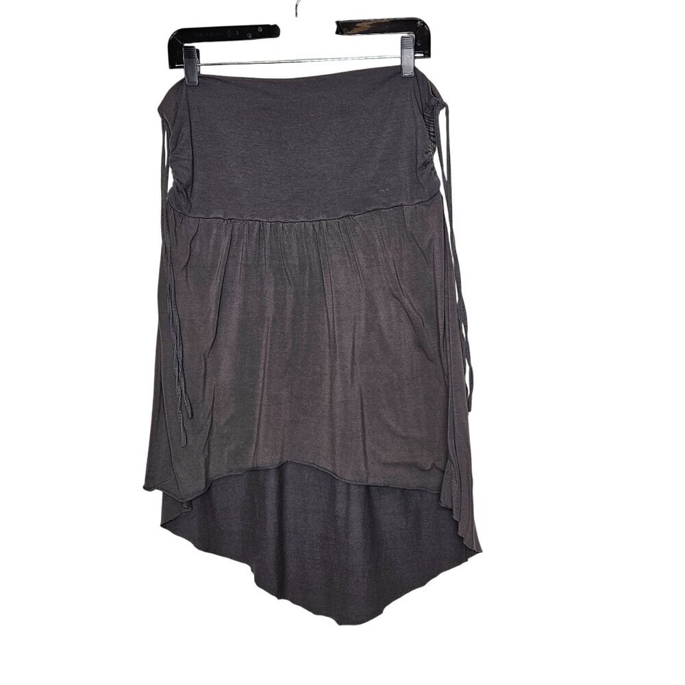 Of The Earth Womens Organic Gray Skirt With Ruched Detail‎ & Asymmetrical Hem L